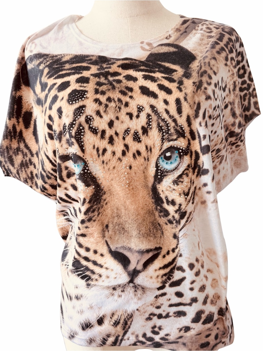 RAINFOREST Soft Neutral Leopard-Print Top $34 Retail Small